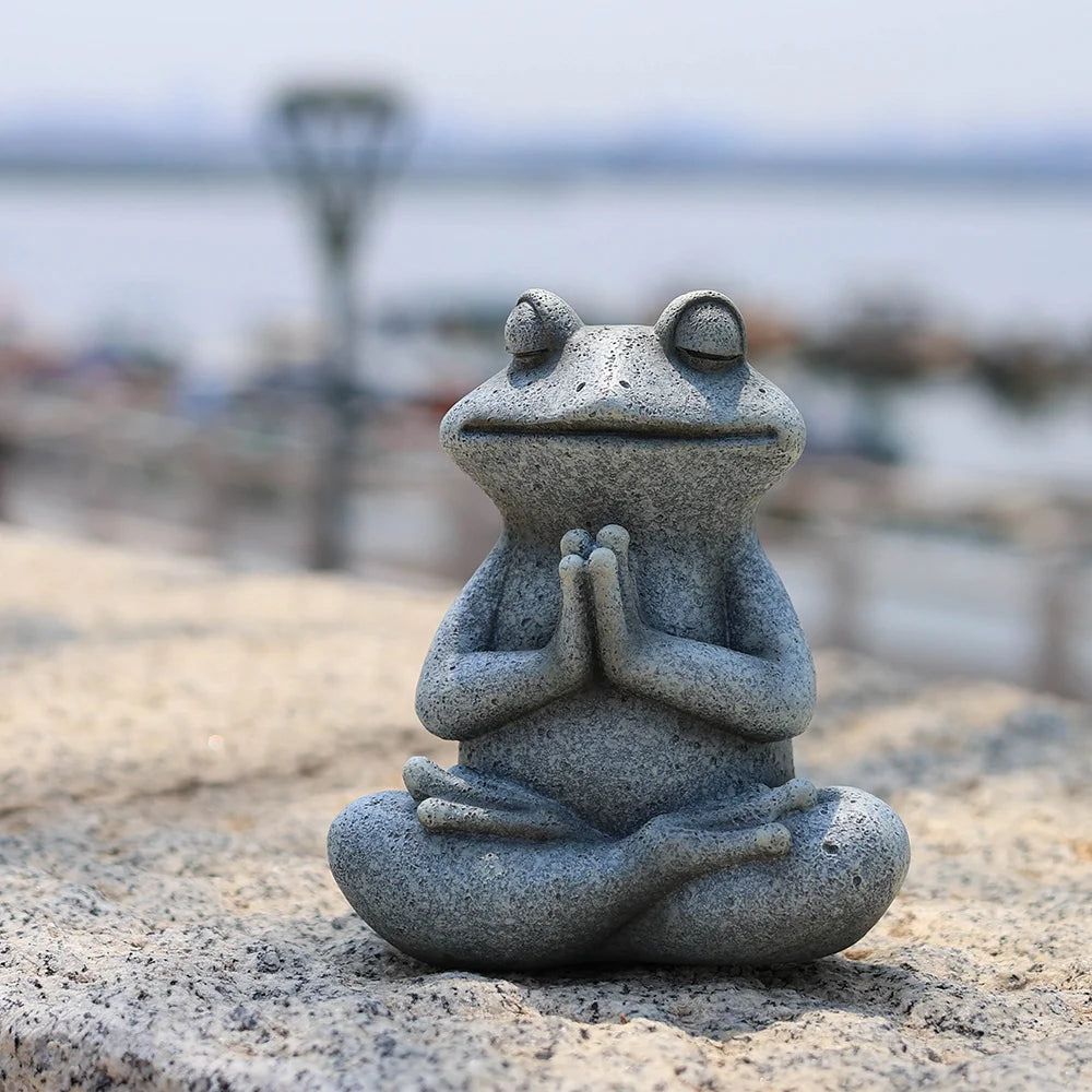 RAKKS Frog Garden Decoration Resin Animal Crafts Meditation Meditation Statues Outdoor Patio Lawn Decoration Pieces