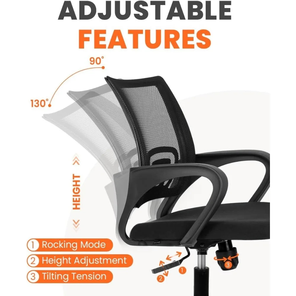 Ergonomic Mid-Back Mesh Office Chair with Adjustable Height and Lumbar Support for Comfortable Swivel Seating