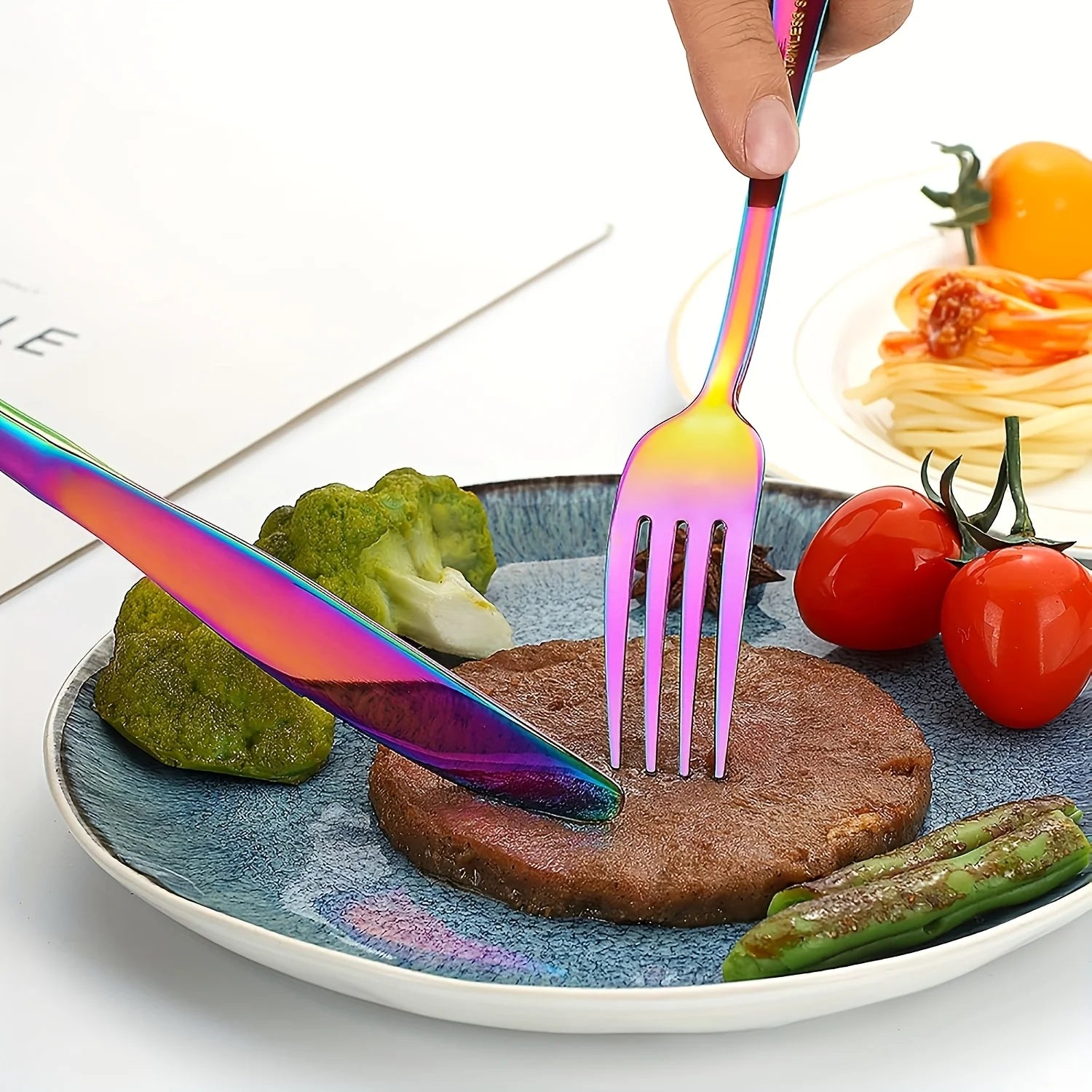 30/60pcsStainless Steel High-end Tableware Set Mirror Polished Flat Tableware Set Dishwasher Safe, Including Dinner Knife, Spoon