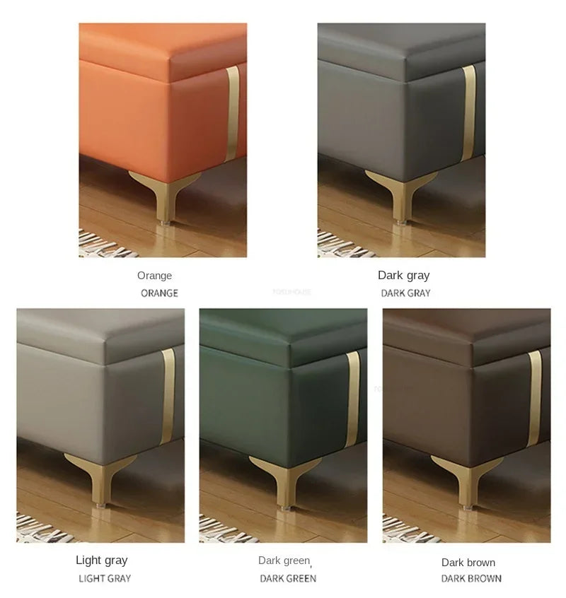 Nordic Shoe Changing Stool – European Style Storage Bench Ottoman