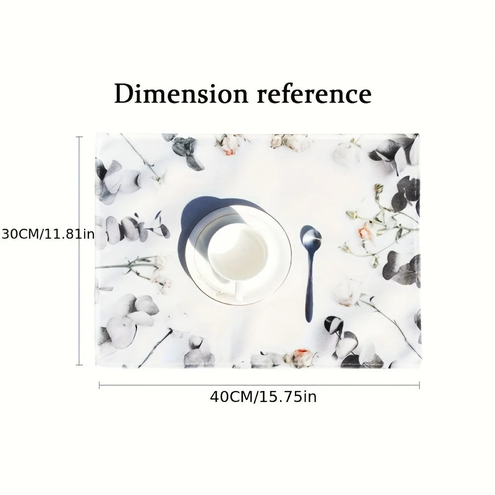 4pcs Creative and Butterfly Love Flower Printed Linen Placemats Make Your Restaurant Kitchen More Beautiful