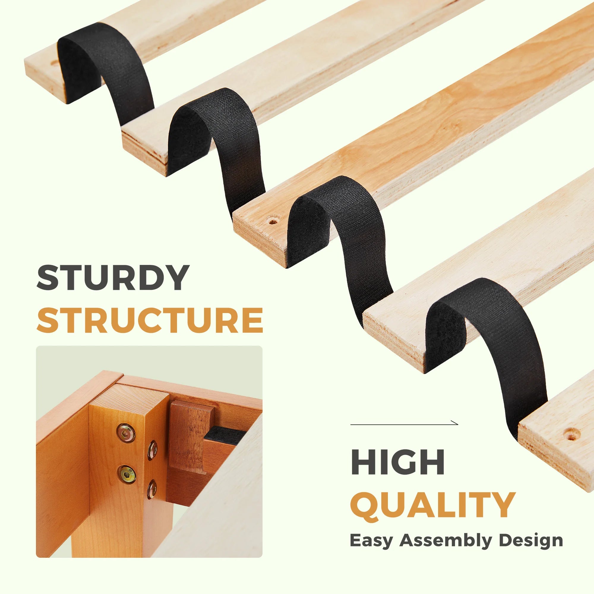 Solid Wood Bed Frame – Multiple Sizes Available with Sturdy Wood Slat Support