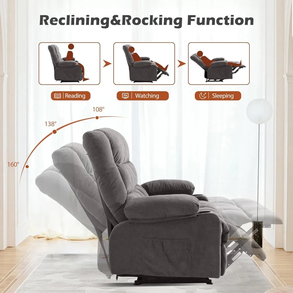 Reclining Loveseat with Cup Holders for Living Room 2 Seat Manual Loveseat Recliner, Modern Power Recliner w/ USB Charging & Sto