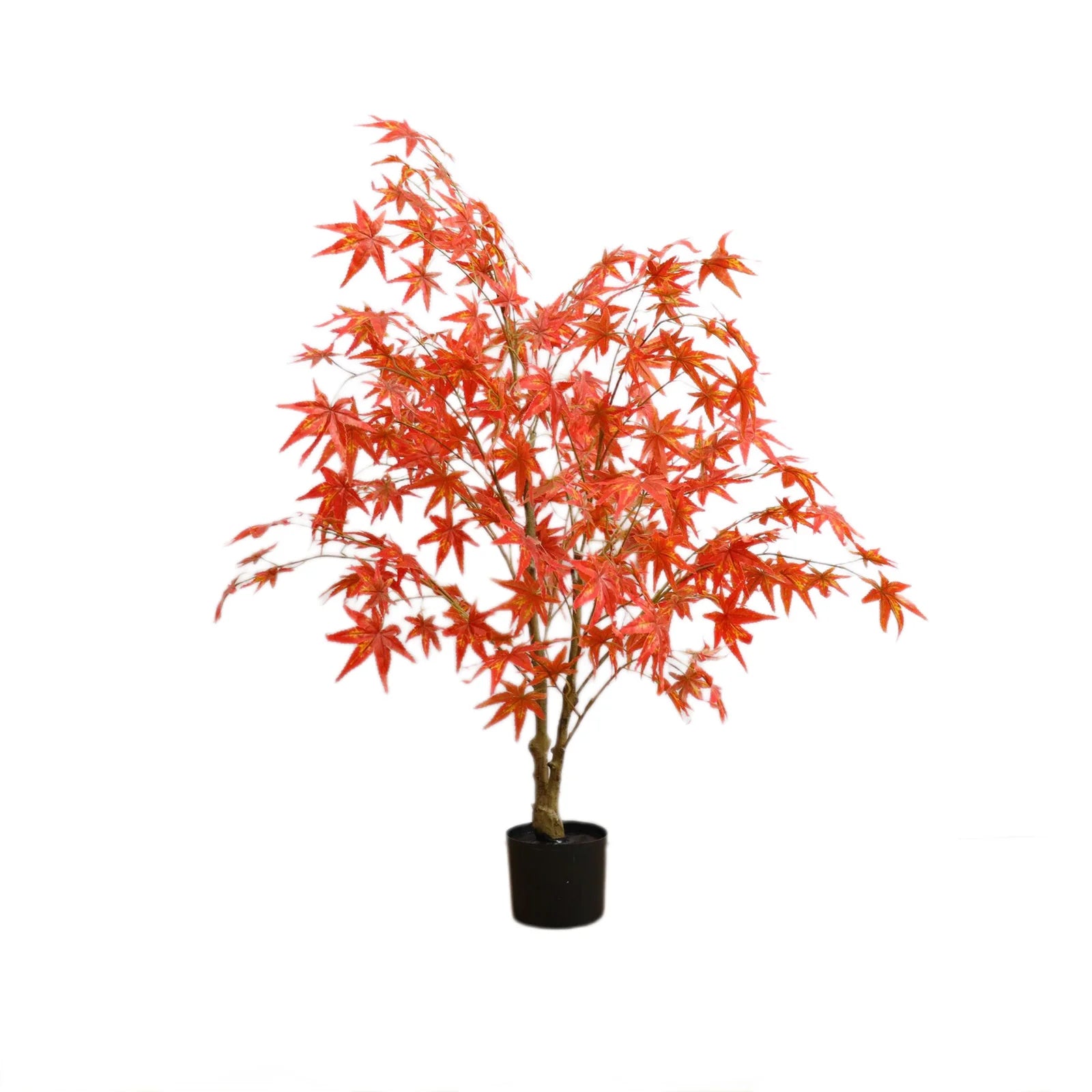 Autumn Maple Artificial Fall Tree In Plastic Pot, 120cm/150cm/180cm Faux Silk Leaves Red Maple Tree For Party Home Decoration