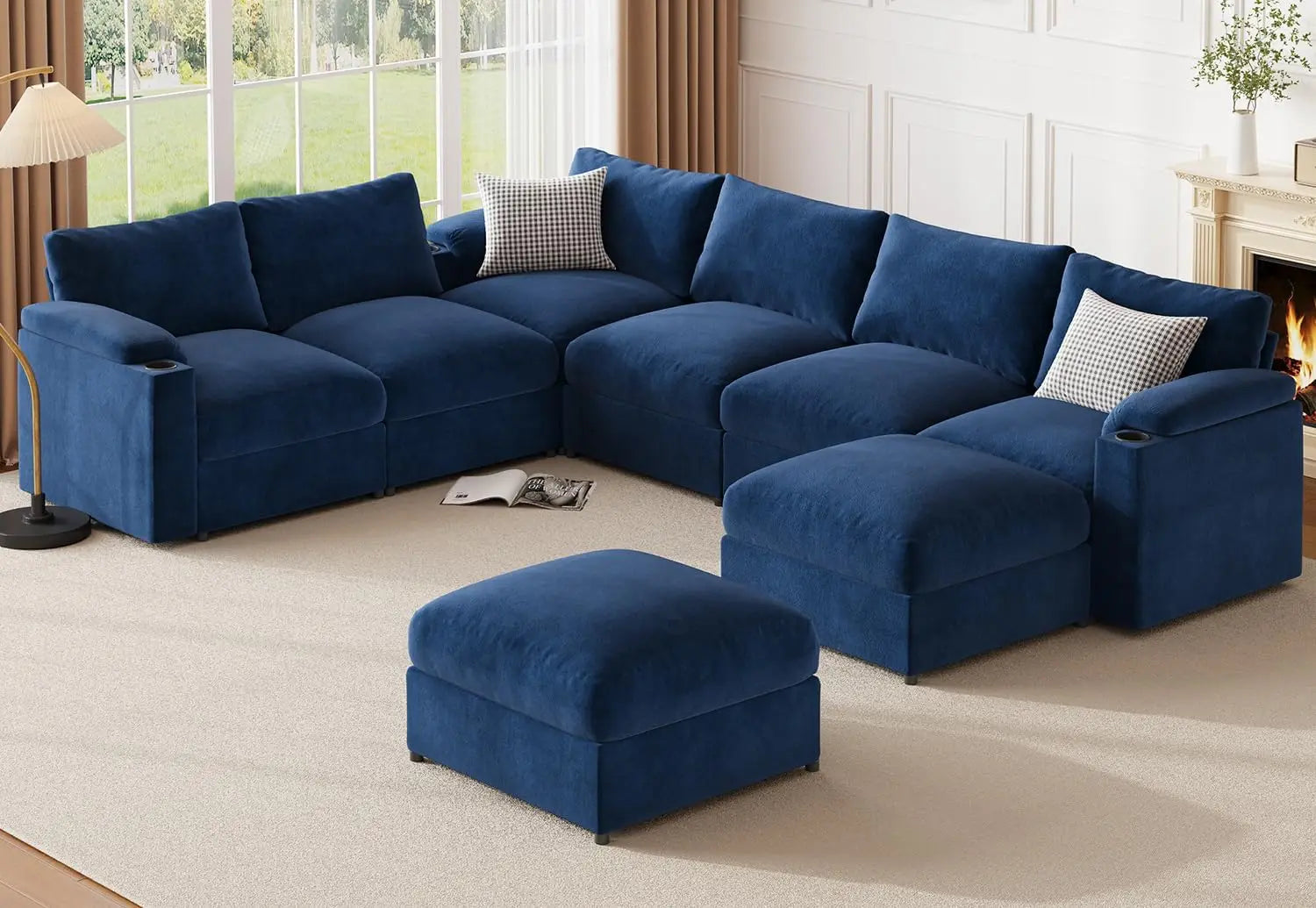 Modular Sectional Sofa Couch for Living Room, Velvet Couches, Oversized U Shaped, Convertible Sleeper, Sofa Chaise, Detachable