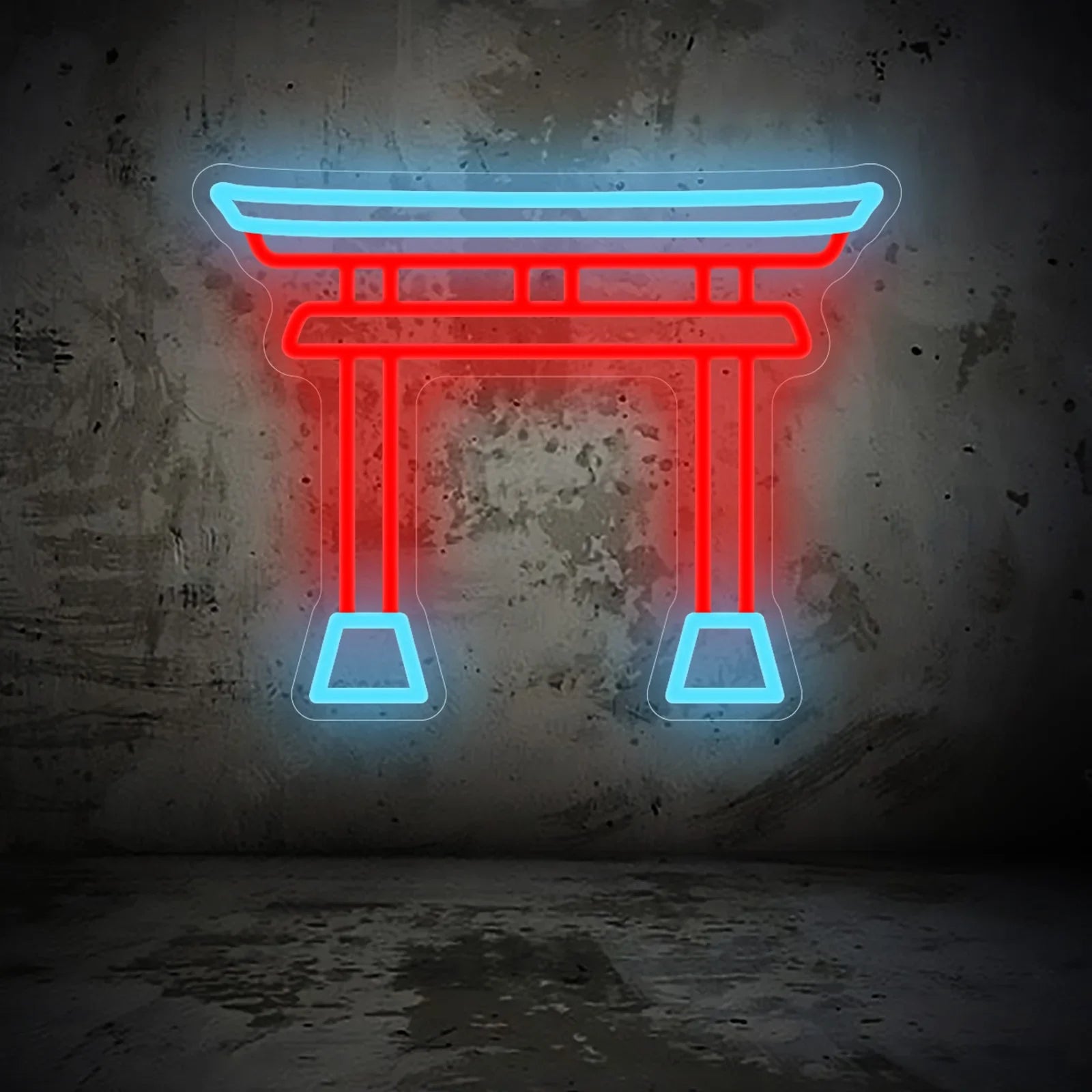 USB Dimmable Japanese Torii Gate Neon Sign with Remote Control Red Blue LED Light for Home Bar Zen Decor Anime Wall Art Gift