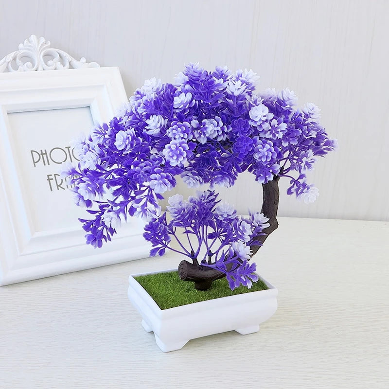 Artificial Potted Flowers Plants Bonsai Fake Plant Flower Potted Ornaments for Garden Small Simulated Tree Home Decor Supplies