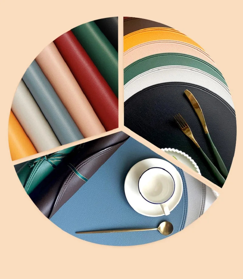 Faux Leather Round Placemats – Insulated Table Mats (1 / 4 / 6 Pack)