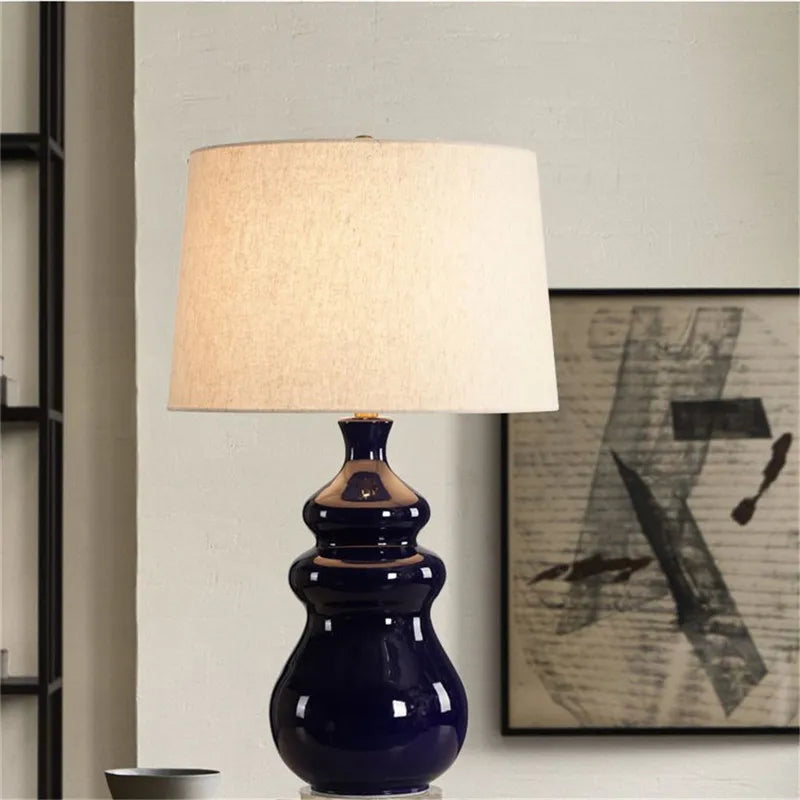 Contemporary Luxury Ceramic Table Lamp LEDAmerican Retro Creativity Living Room Bedroom Study Villa Hotel Bedside Desk Light