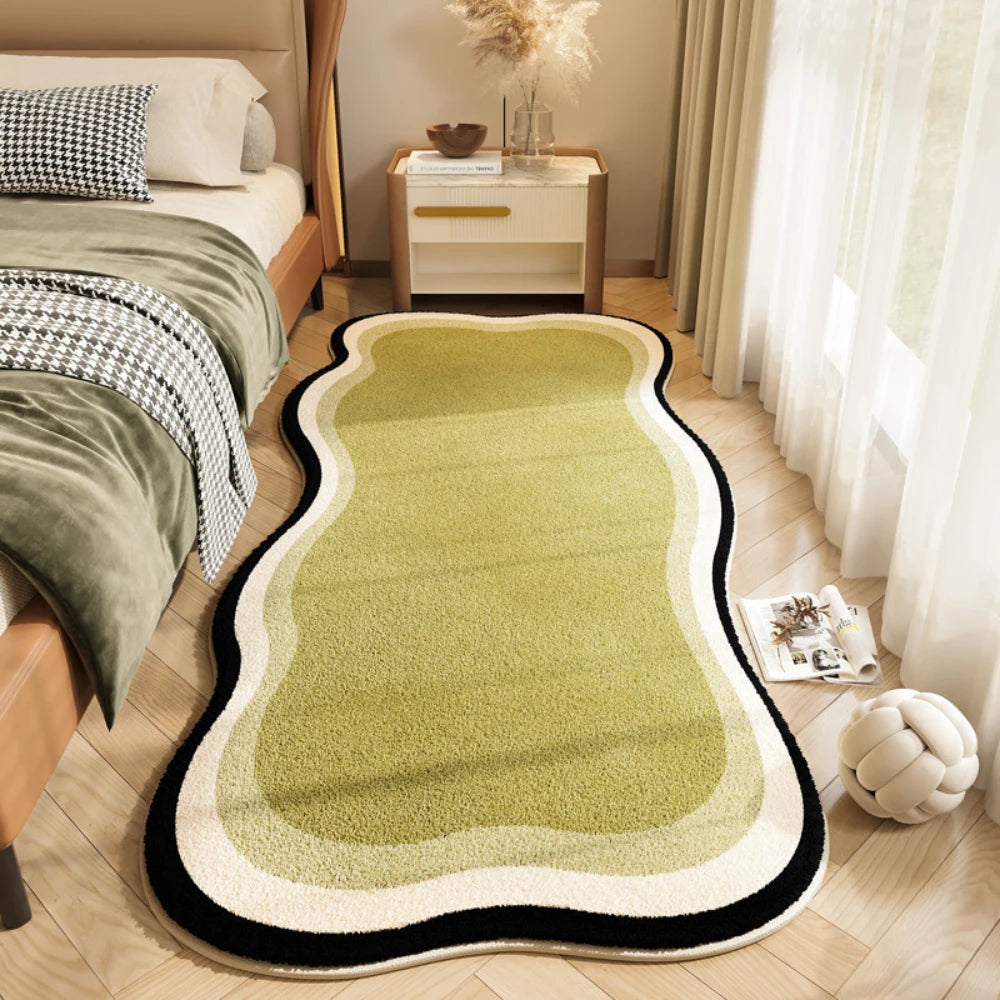 VIKAMA Rug For Bedroom Flannel Simple Solid Color Cream Wind Strip Bedroom Bedside Carpet Anti-Fouling Bay Window Anti-Skid Mat