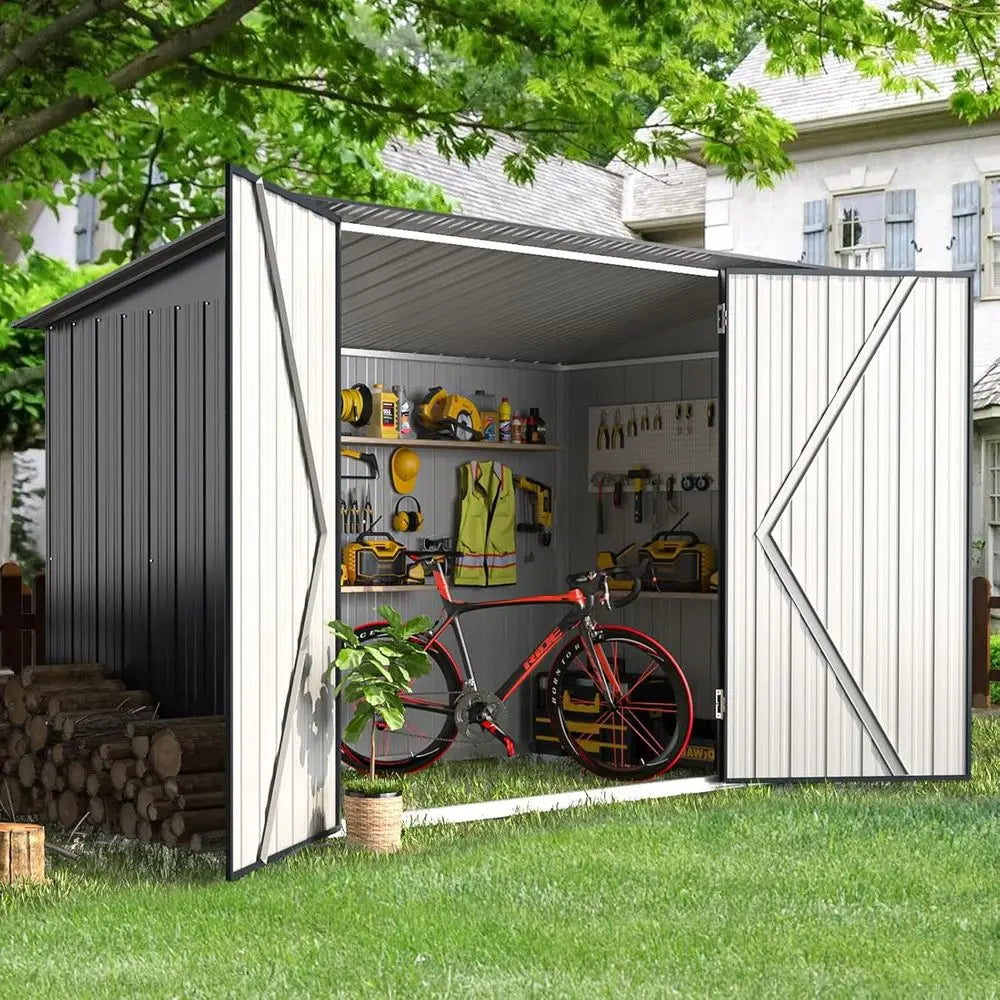 7ft x 3ft Lean-to Shed for Outdoor Bike Storage and Weatherproof Metal Storage Cabinet