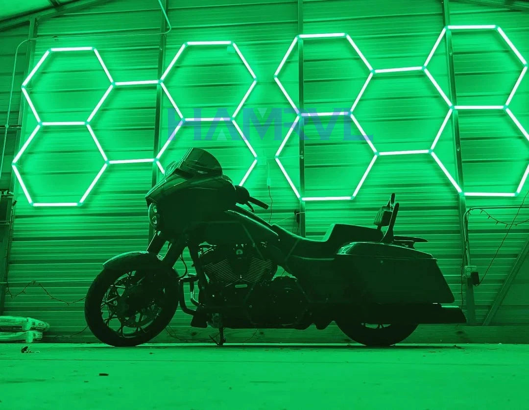 RGB Hexagon LED Garage Light - Hexagon panel light with multi changing music synchronization suitable for gym gaming room party