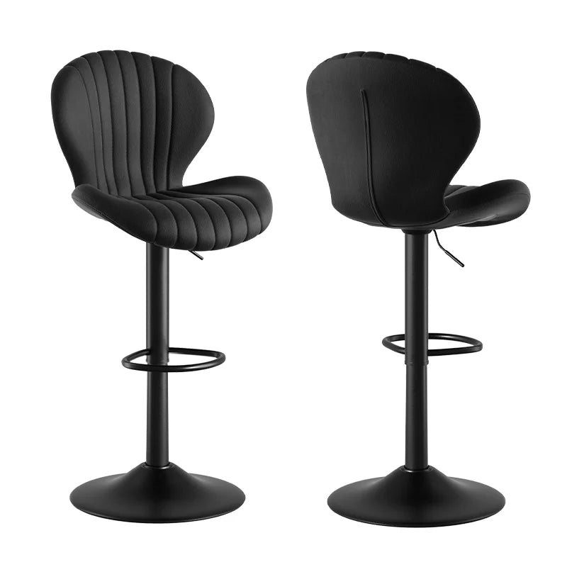 Adjustable Swivel Bar Chairs – Faux Leather Upholstered with Backrest (Set of 2)