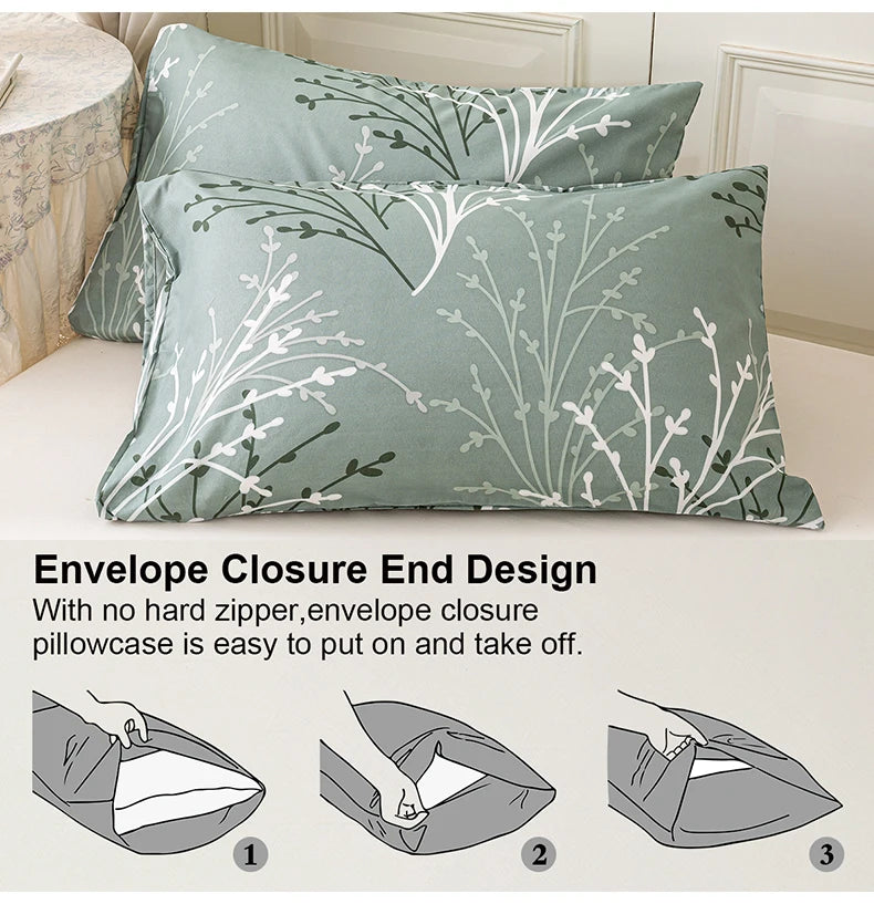 3pcs/set Leaf Floral Pattern Duvet Cover Set(1 Duvet Cover & 2 Pillowcase）Soft And Skin-Friendly Duvet Cover Bedding Set For Hom