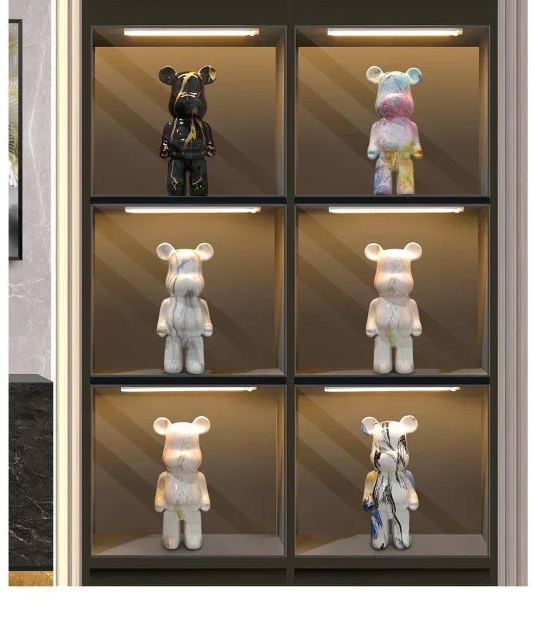 Aesthetic Bear Figure Resin Nordic Bear Statue Figurine Sculpture Luxury Livingroom Decoration Home Ornament Desk Accessories