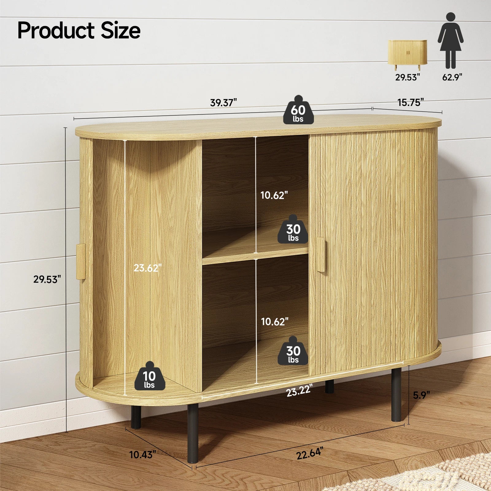 Sideboard Buffet Cabinet with Sliding Door, Storage Cabinet & Adjustable Shelf, Coffee Bar Cabinet Console Table