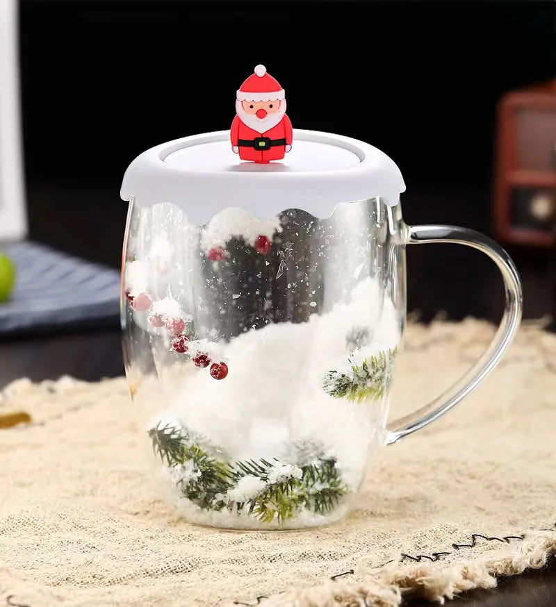 250/350ml Christmas Double Wall Glass Mugs Set Of 2 Heat-resistant Espresso Cup Milk Beverages Coffee Mugs For Holiday Gifts