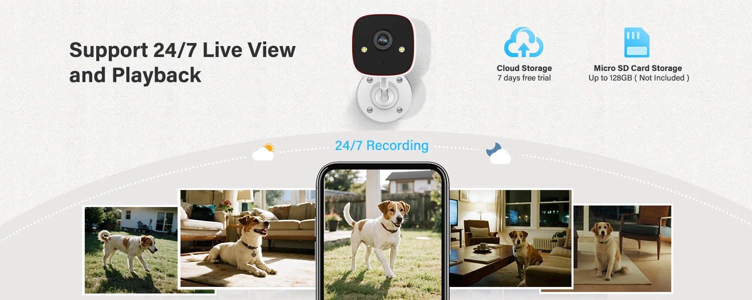 Outdoor Wireless Security Camera 3MP 1296P,Camera with WiFi, Home Security Surveillance, Property Monitoring, Indoor Security