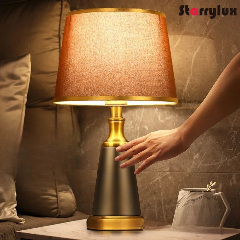 Classic American Sensor Table Lamp Wedding Bedroom Dimmable Touch Bedside Light Romantic Vintage Lamps