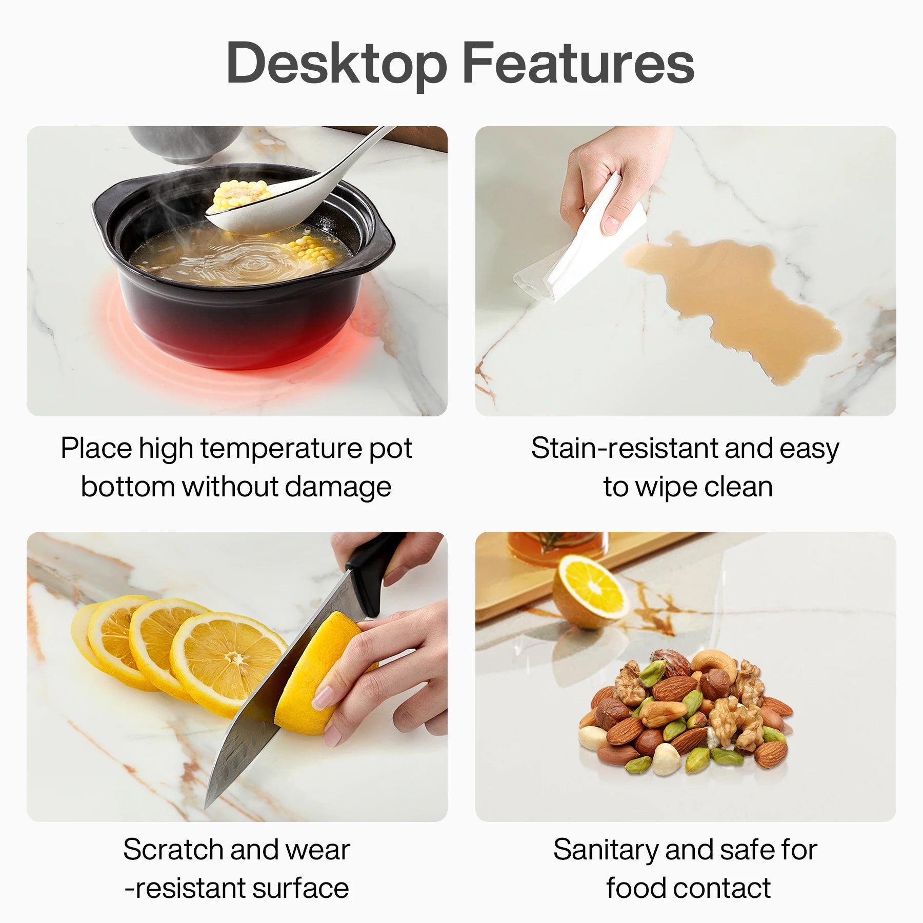 Tribesigns 78.74" Sintered Stone Dining Table for 6-8, Modern Rectangle Dining Table, Luxury White & Gold Kitchen Table