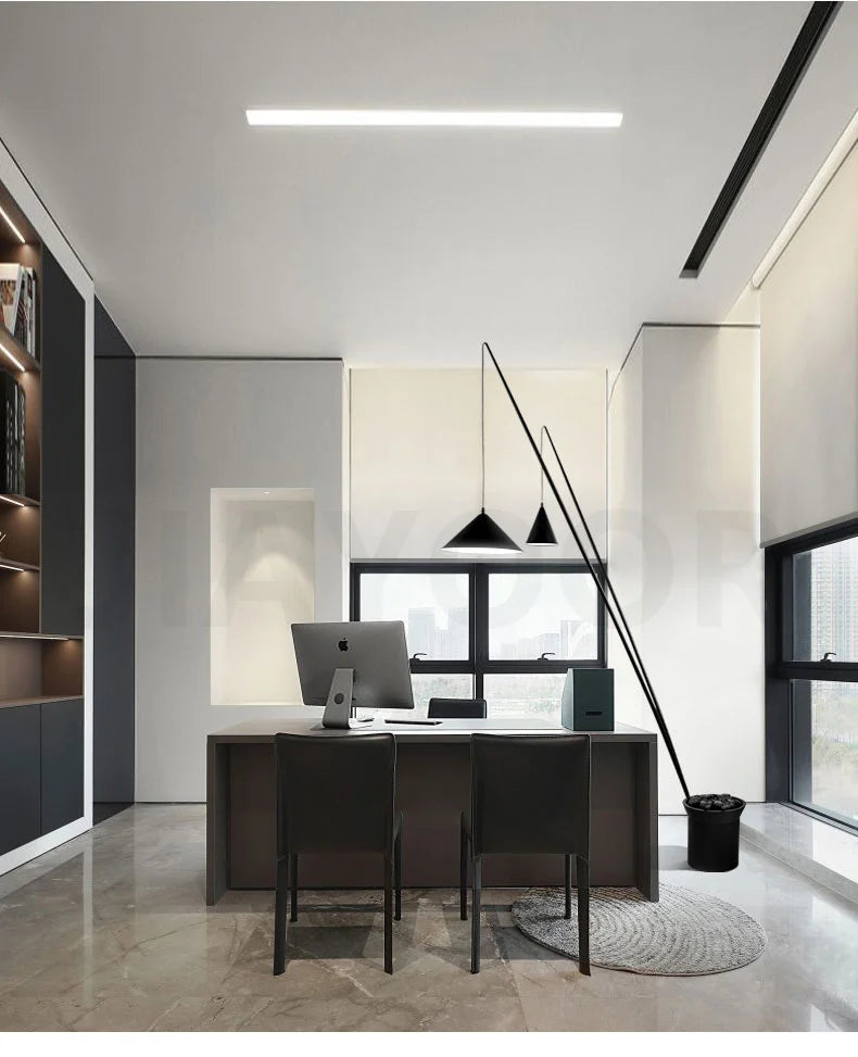 Nordic Floor Lamp Bedroom Living Room Black Standing Light Light Luxury Fishing Lamp Exhibition Hall Decoration Light LED Light