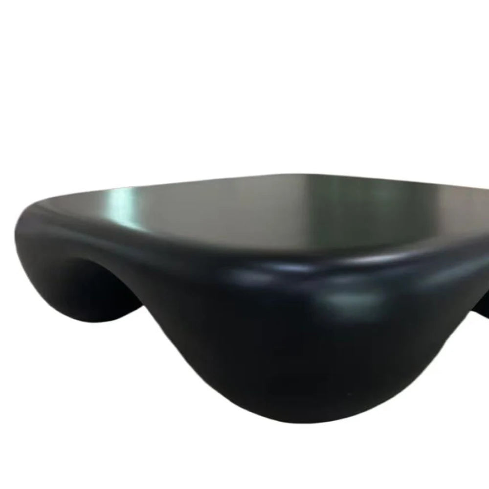 Modern Coffee Table with Faux Travertine Texture – Black & White Tea Table