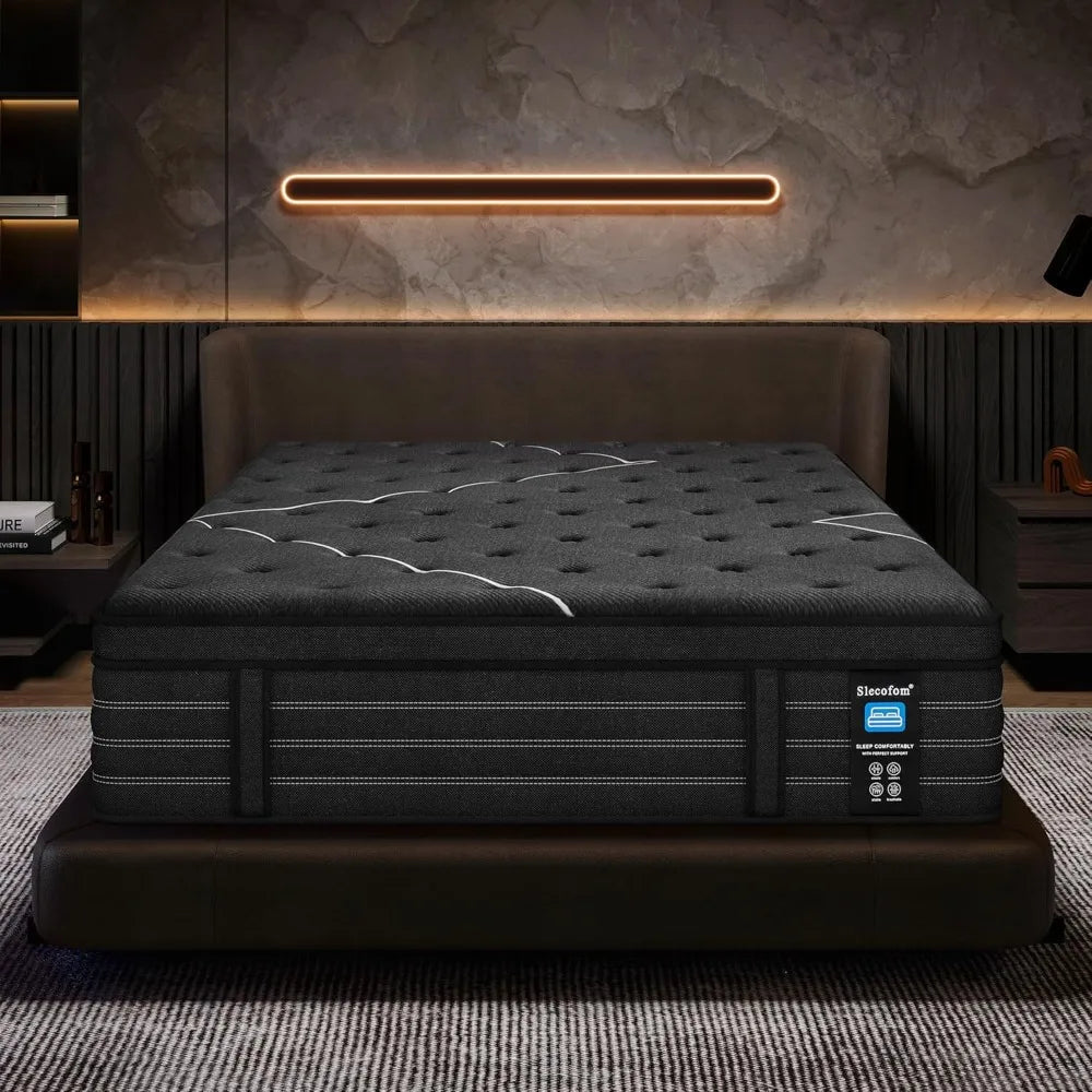 Mattress, 14 Inch Extra Firm (Upgraded Enhanced) Plush Hybrid Mattress, Extra Lumbar Support,Back Pain Relief,Cool Sleep