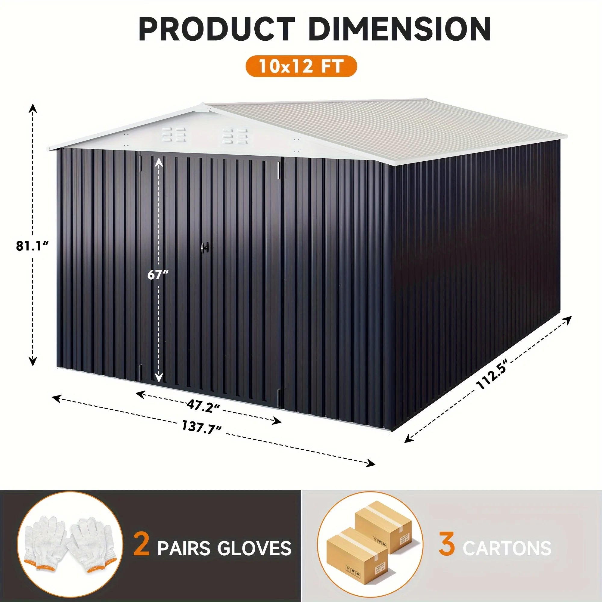 VIWAT 10x10~12x18FT Outdoor Metal Storage Heavy-Duty Frame Shed w/ Lockable Door, Heavy-Duty Tool Shed For Backyard Patio Graden