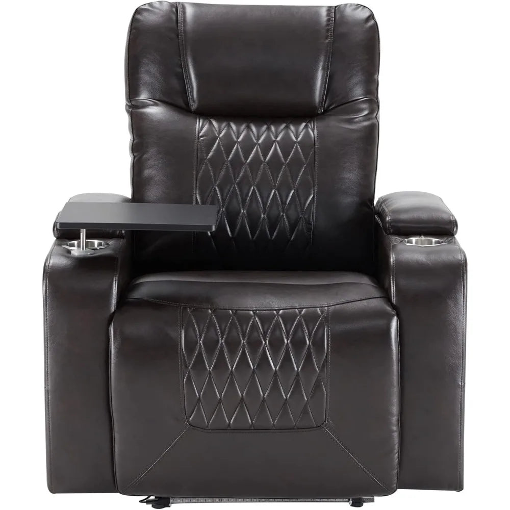 Electric recliner chair with USB Charge Port, 360 Swivel Tray Table, Hand in-Arm Storage, Cup Holders, ambient lighting