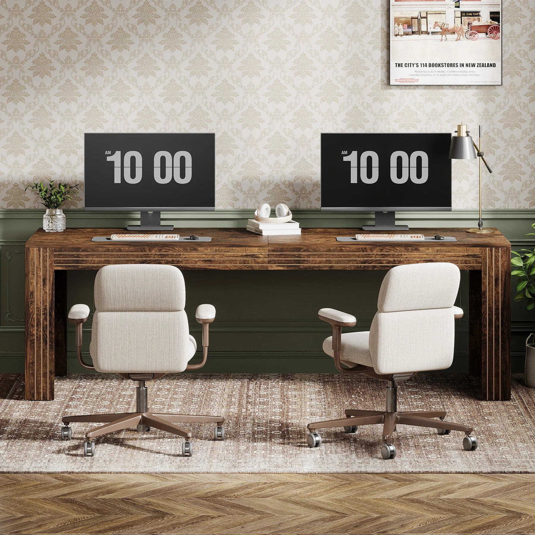 Tribesigns 79-Inch Extra Long Desk, Two Person Double Desk for Home Office, Wooden Long Computer Desk Writing Table for Office