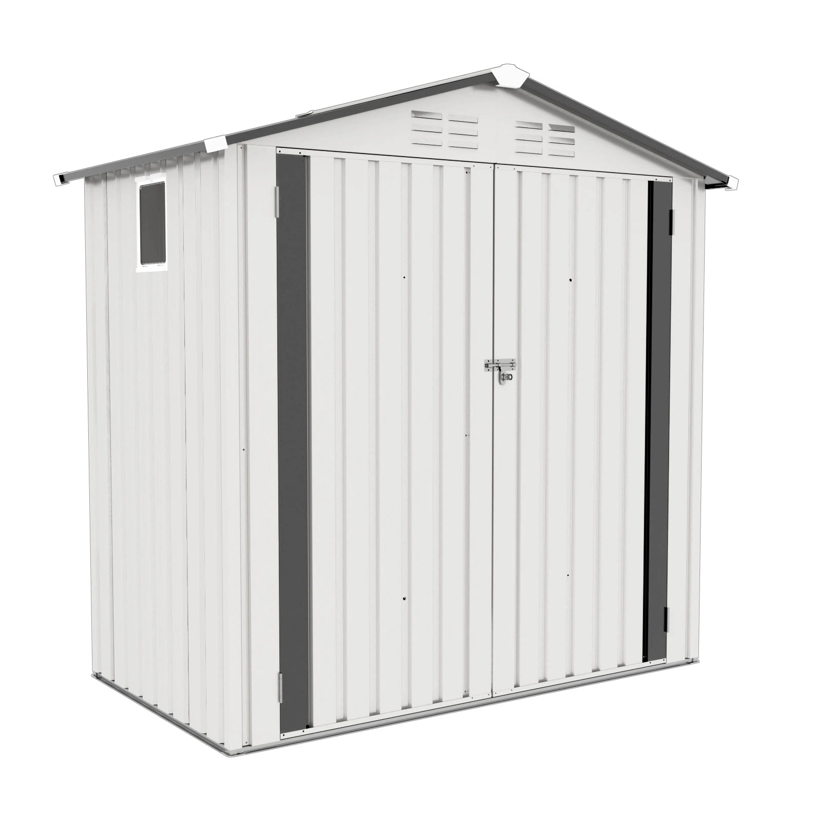 SUSUA 6X 3.6FT  white Metal Outdoor Storage Shed with Peaked Roof Watertight with Clear Window and Lockable Door Compact