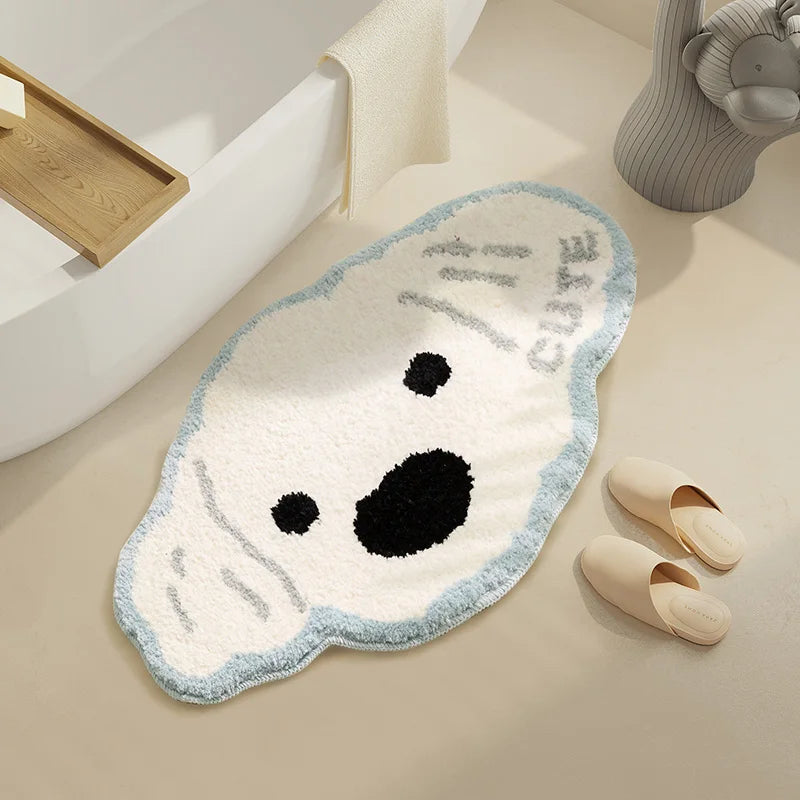 VIKAMA Maltese Cute Dog Short Plush Bedroom Bedside Girly Carpet Bathroom Absorbent Wearable Floor Mat Home Decoration