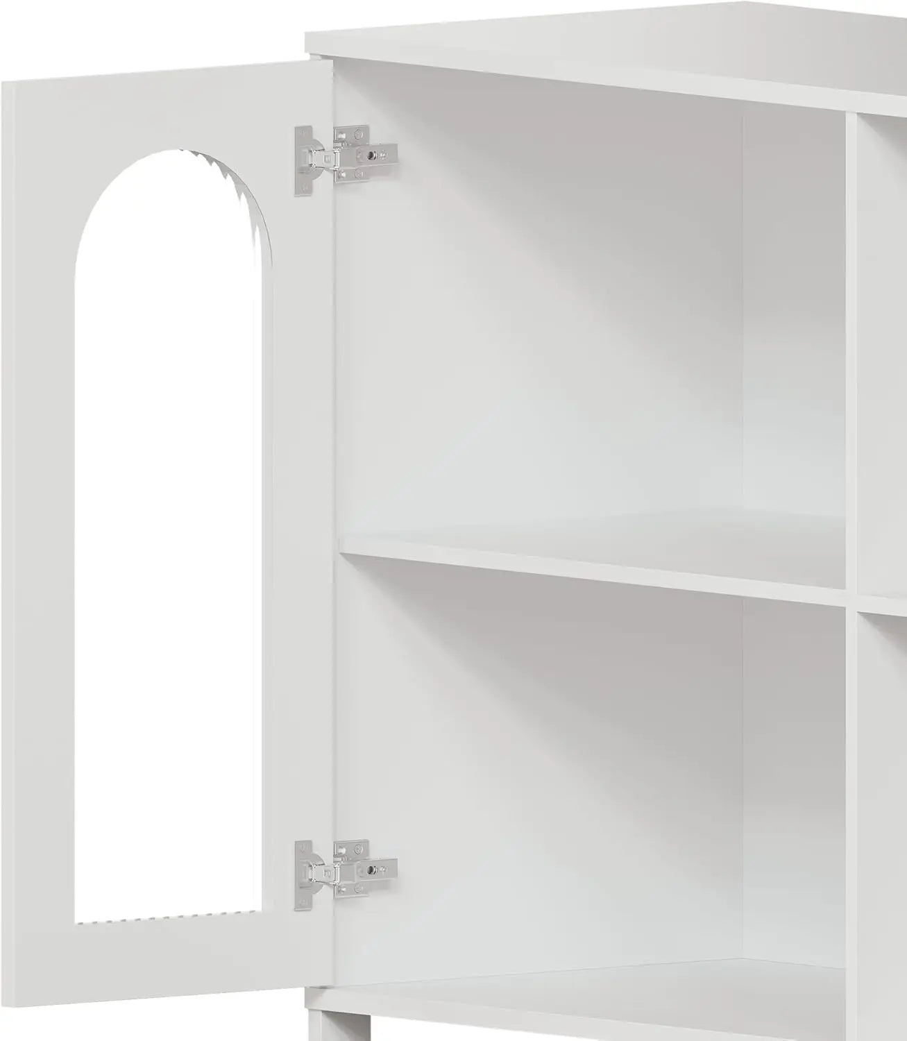 Wooden Buffet Sideboard Cabinet – Storage Cabinet with Glass Doors & Adjustable Shelves