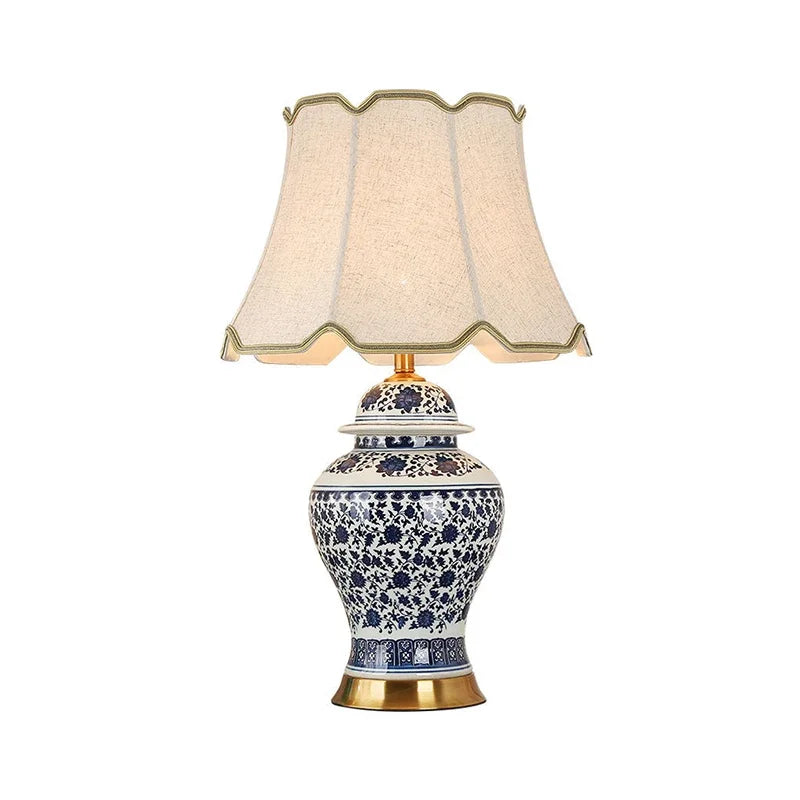 DEBBY Modern Ceramics Table Lamp LED Dimming Chinese Blue And White Porcelain Desk Light for Home Living Room Bedroom
