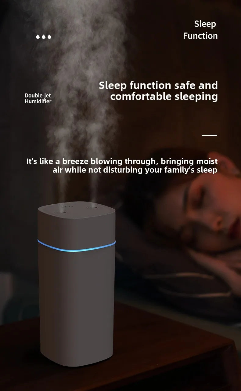 600ML Luminous Air Humidifier Double Spray Port Essential Oil Aromatherapy Humificador Cool Mist Maker Purify for Home Office