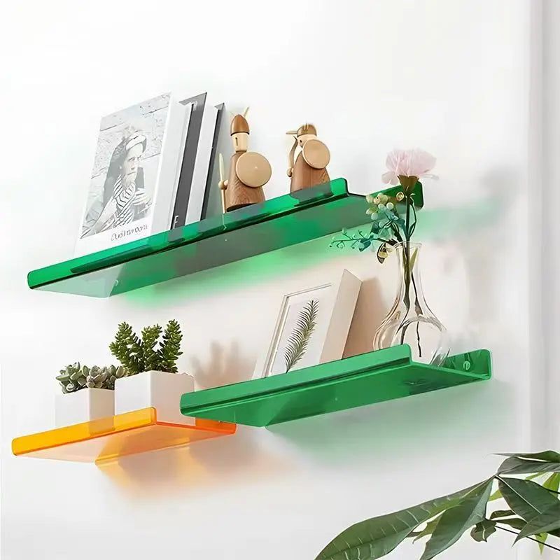 Colour Invisible Acrylic Floating Shelves Wall Mounted Bookshelf Corner Display Shelf Storage Rack for Room Bathroom Kitchen