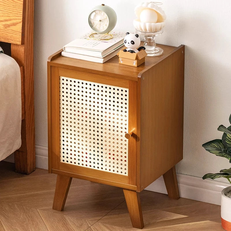 Modern Bedroom Bedside Cabinet, Simple Bedroom Storage Cabinet, ABS Grid Cabinet Door, Strong Door Stopper, Nightstand