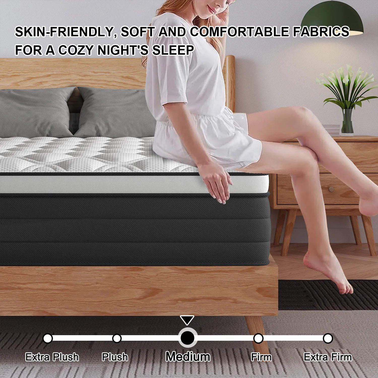 12Inch Gel Memory Foam Hybrid Pocket Spring Mattress Twin Full Queen King Bed Mattress In A Box, Medium Firm Motion Isolation