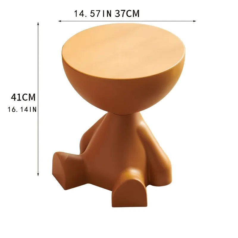 Modern Creative Bear-Shaped Plastic Nightstand Multi-Functional Bedside Table Easy Assembly, for Living Room and Bedroom Storage
