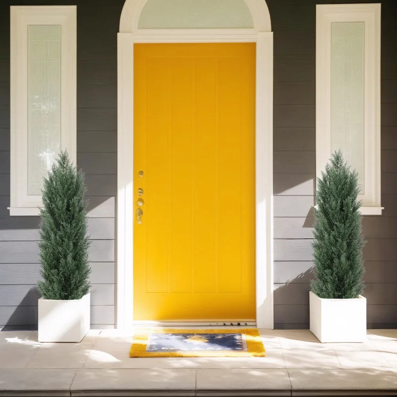 120Cm Artificial Green Pine Cypress Tree Realistic Plastic Faux Plant For Indoor And Outdoor Decoration 2Pcs/Set