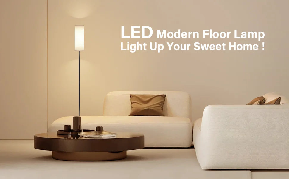 Modern Living Room Floor Lamp, Dimmable with 9W LED Bulb, 165 cm High 3 Colour Temperatures and Foot Switch, Reading Lamp