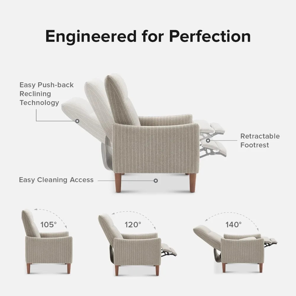 Arthur Recliner Chair – 3-Position Mid-Century High-Back Accent Armchair