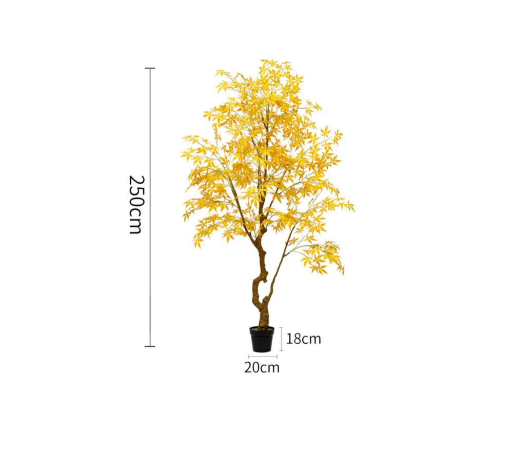 Artificial Maple Tree Red Maple Fake Tree Large Indoor Potted Plant Home Living Room Window Display Decoration Floor Greenery