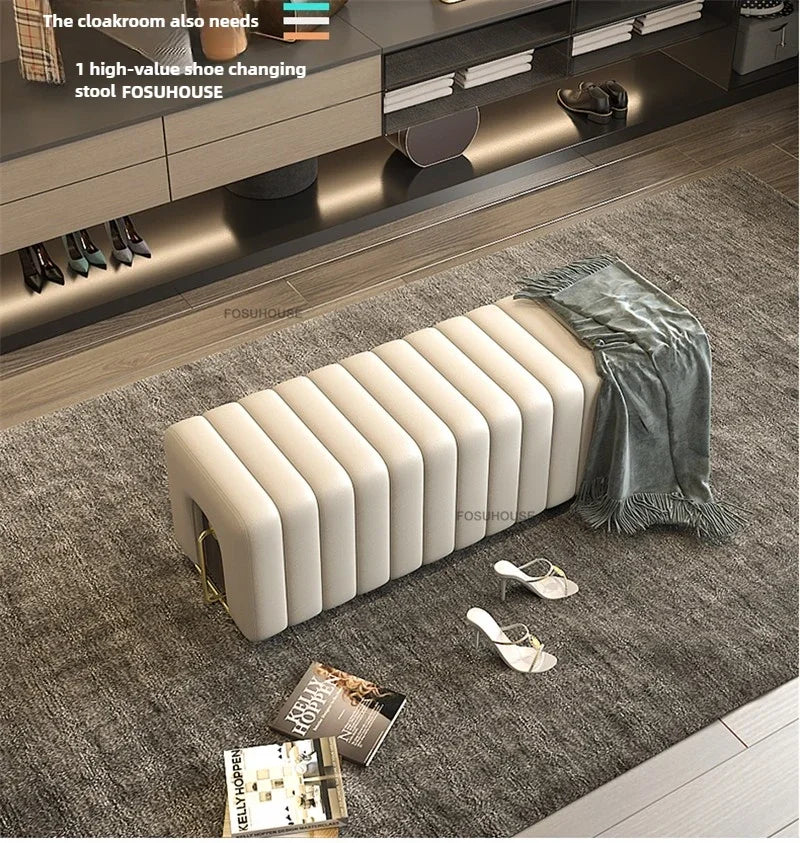 Nordic Luxury Hallway Ottoman Bench – Bedroom End & Shoe Cabinet Bench