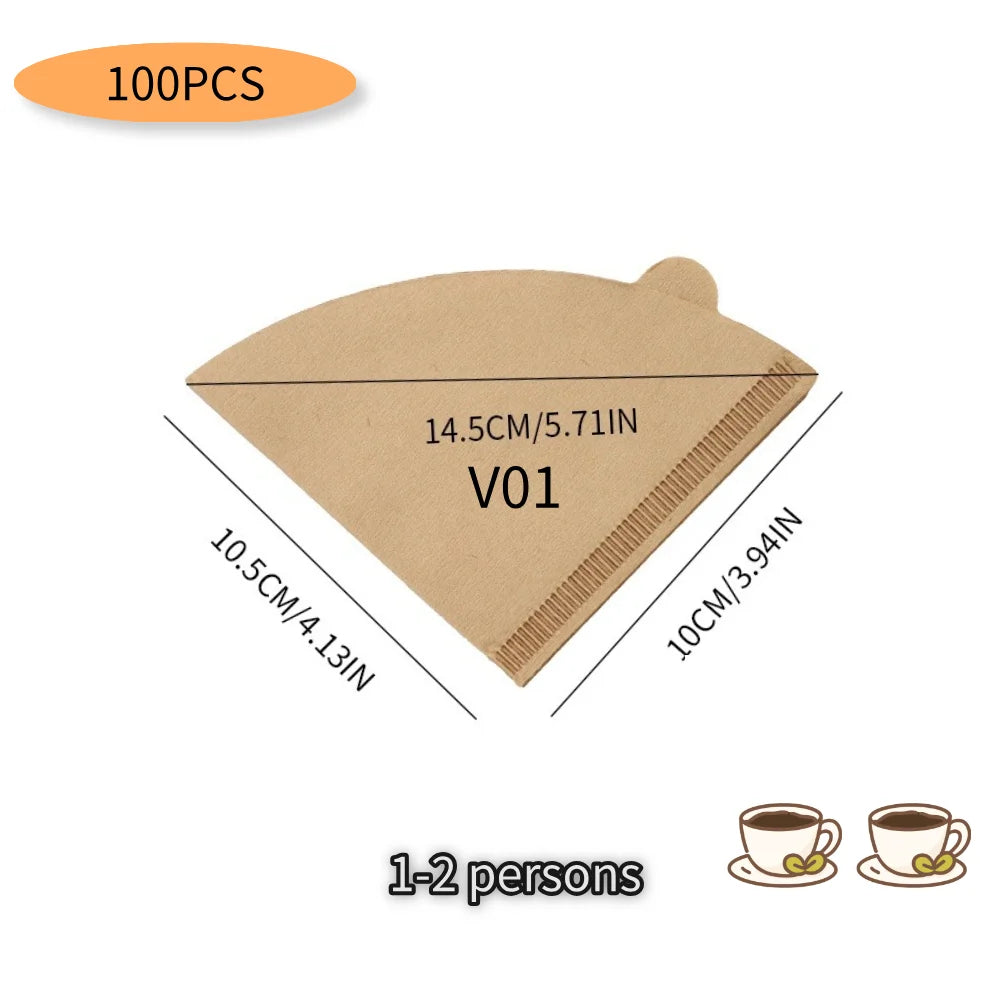 V-Shaped Disposable Coffee Filter Paper Bags – Eco-Friendly Hourglass Brewing Filters (50 / 100 Pack)