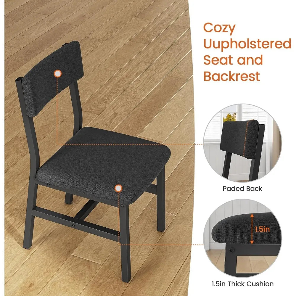 5-Piece Dining Table Set for 4-6 People, 63" Extendable Kitchen Table and 4 Cushion Chairs, Dining Room Table with MDF Boa