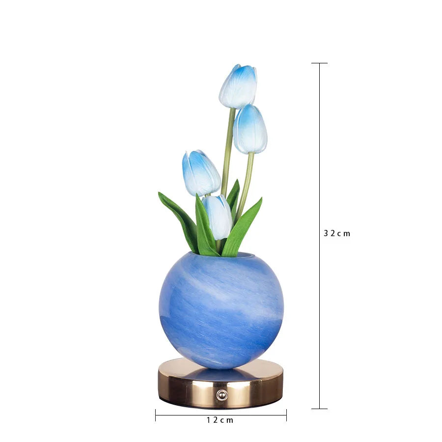 Tulip LED Night Light USB Rechargeable Desk Decor Lamp Simulation Bouquet Table Lamp Bedroom Bedside Atmosphere Light Ornaments