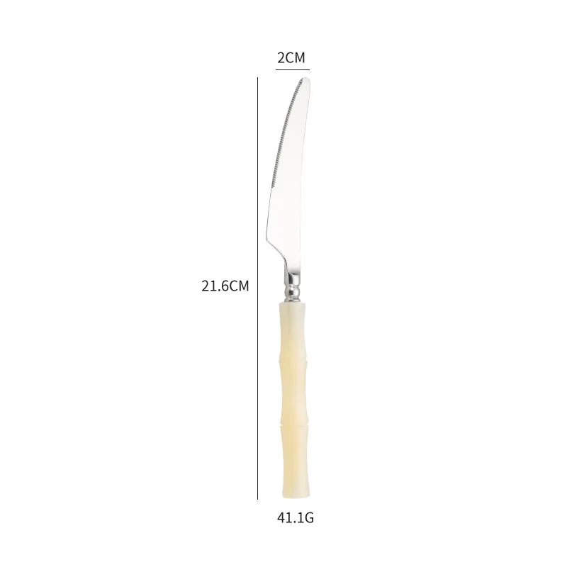 GH off-white acrylic handle 304 stainless steel cutlery cutlery knife fork spoon restaurant hotel high-end exquisite set