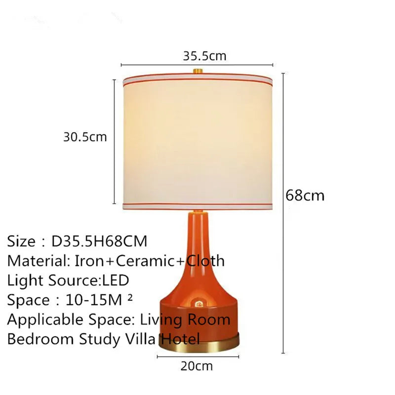 Contemporary Luxury Ceramic Table Lamp LED American Creativity Living Room Bedroom Study Villa Hotel Bedside Desk Light