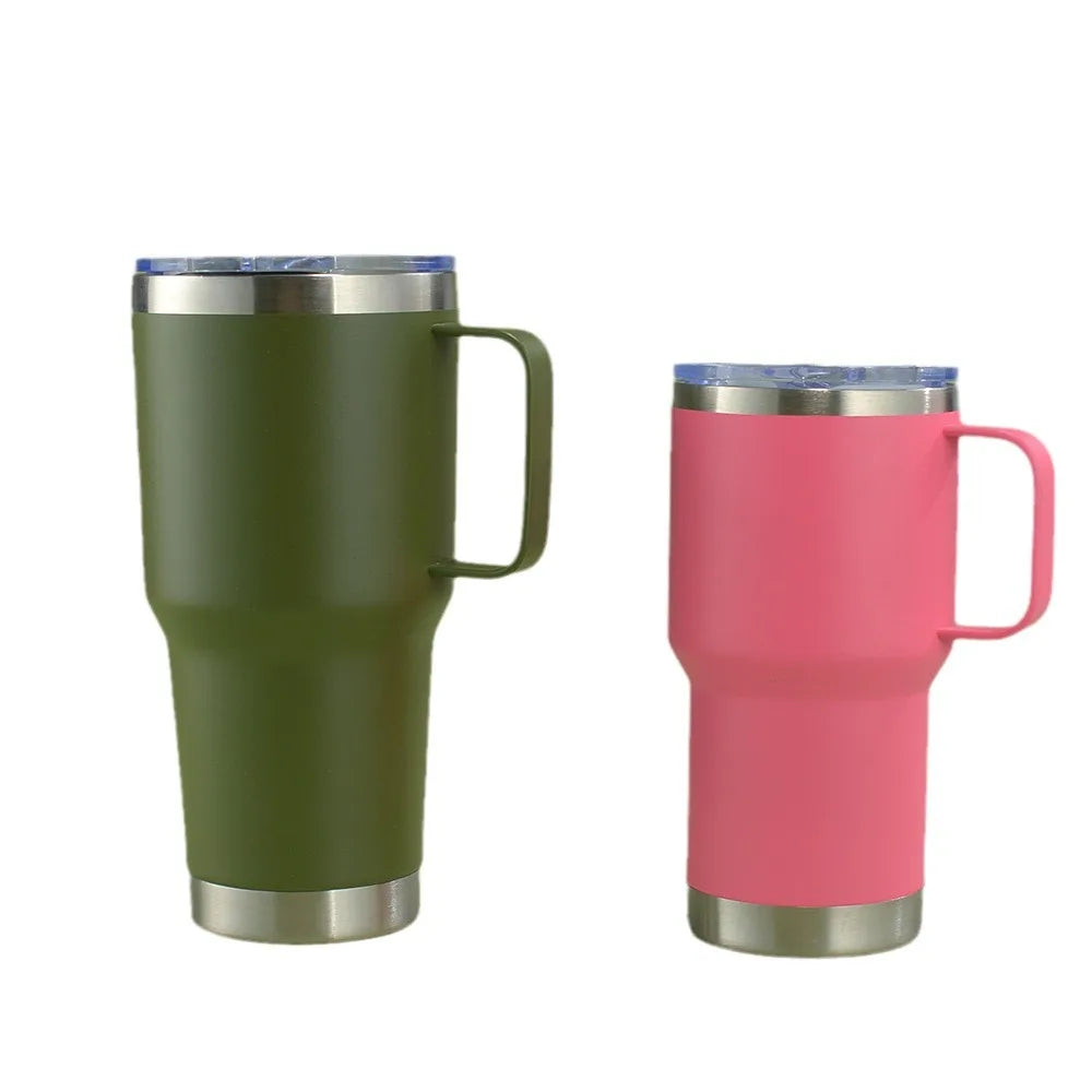 Steel Handle Vacuum Tumbler – 20oz / 30oz Double-Wall Insulated Cup